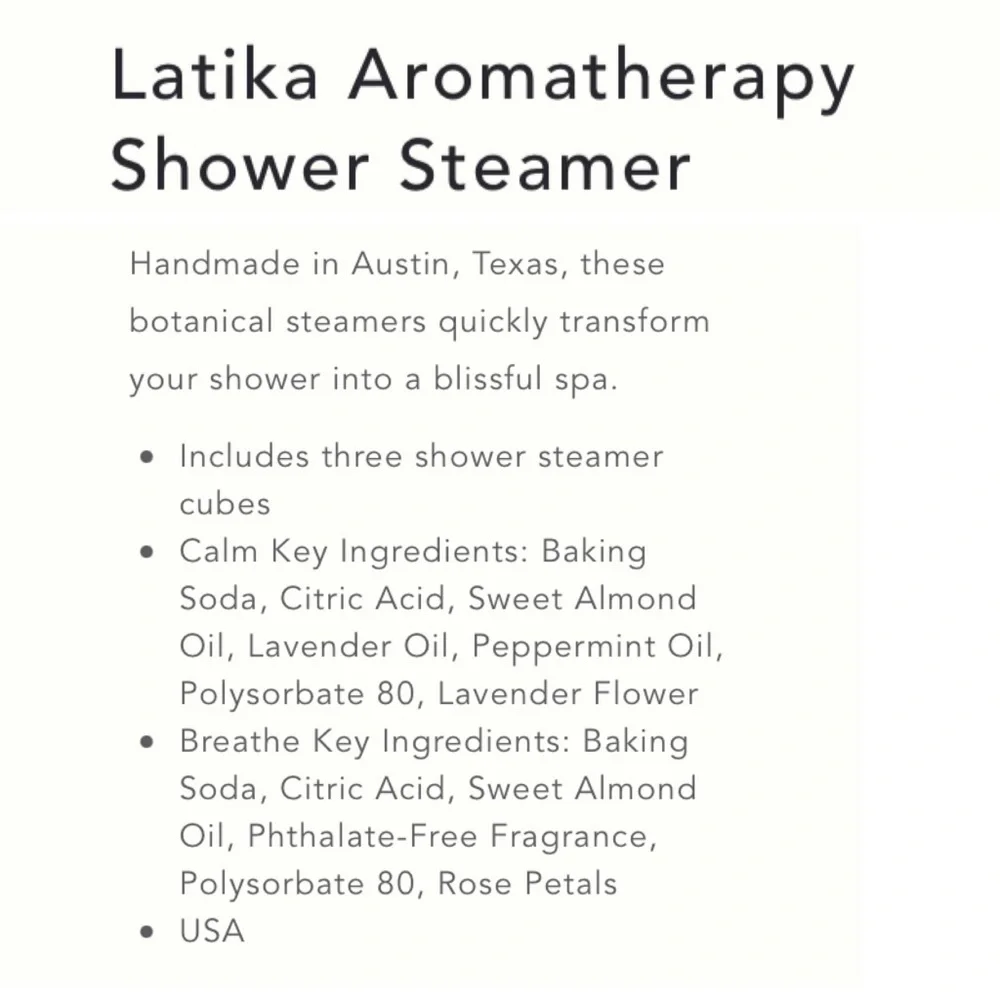 Anthropologie Latika Aromatherapy Shower Steamer
